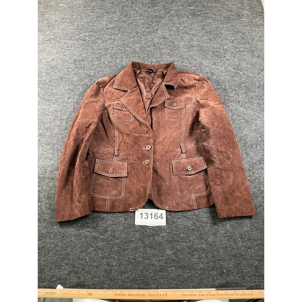 Rue21 Blazer Jacket Womens XL Brown Leather Notch Lapel Single Breasted Casual